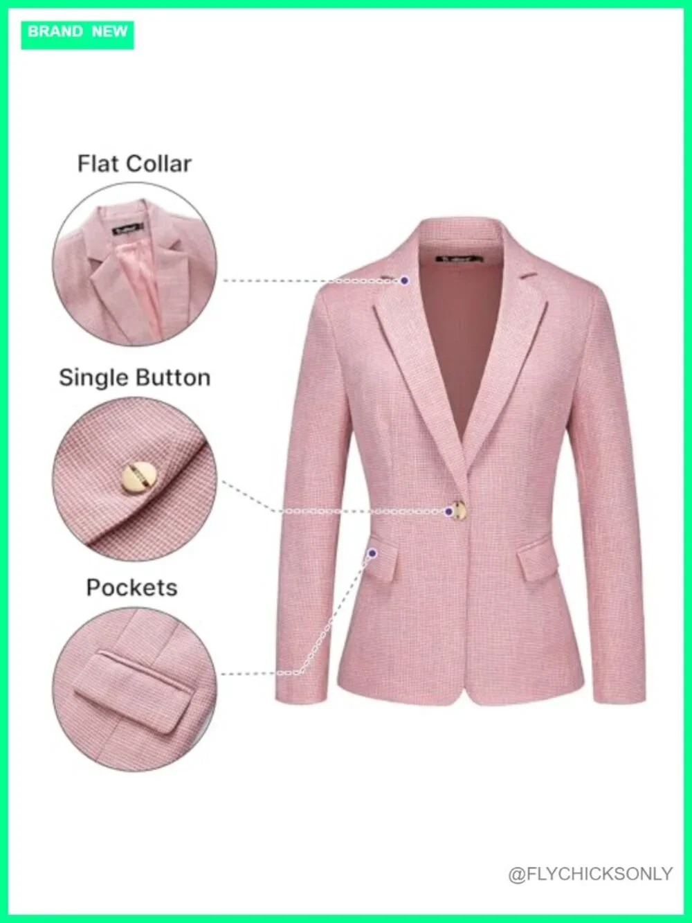 Women's 2-Piece Pinstripe Houndstooth Blazer Pantsuit Set Business Office Wear